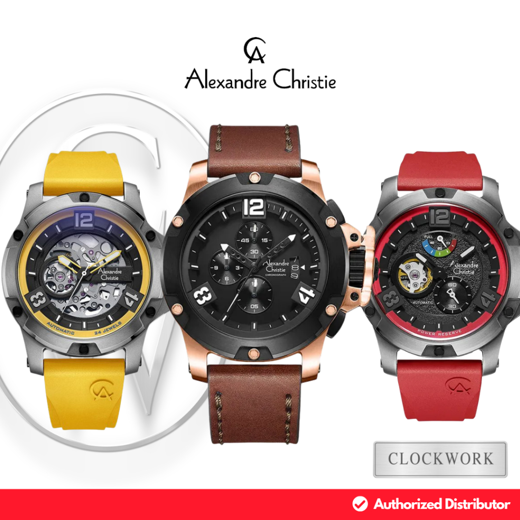 Jam Tangan Pria Alexandre Christie AC 6295 MTR / MPR / MCL Karet / Kulit Chronograph Sporty Casual