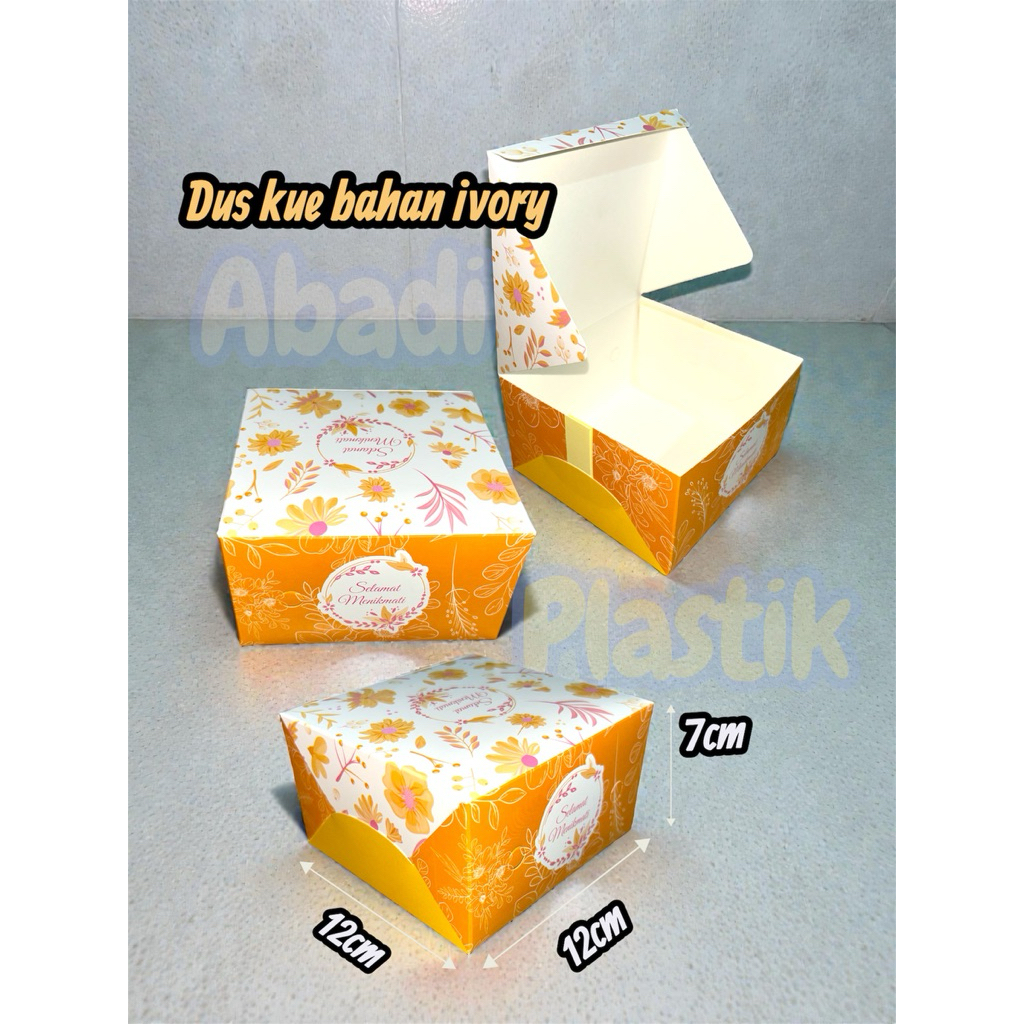 DUS KUE IVORY MOTIF ORANGE/DUS KUE 12x12/DUS MOTIF /BOX KUE 12x12 -100pcs