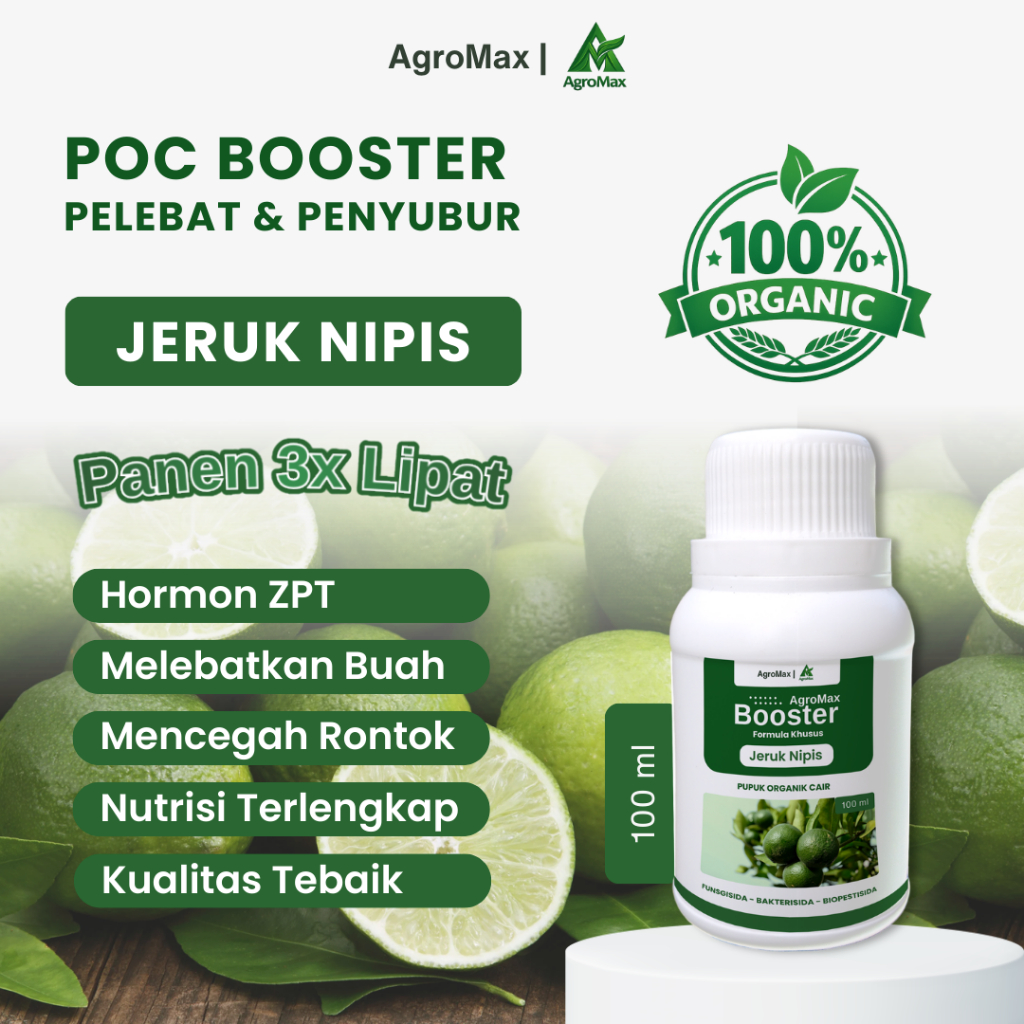 Pupuk Organik Cair Booster Jeruk Nipis 100ml - POC dan ZPT Perangsang Bunga, Pengurang Rontok dan Pe