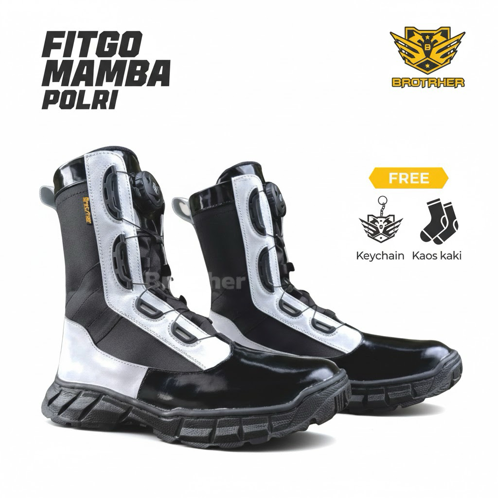 BROTRHER Fitgo Mamba Provos Polri Sepatu Pdl Tali Putar