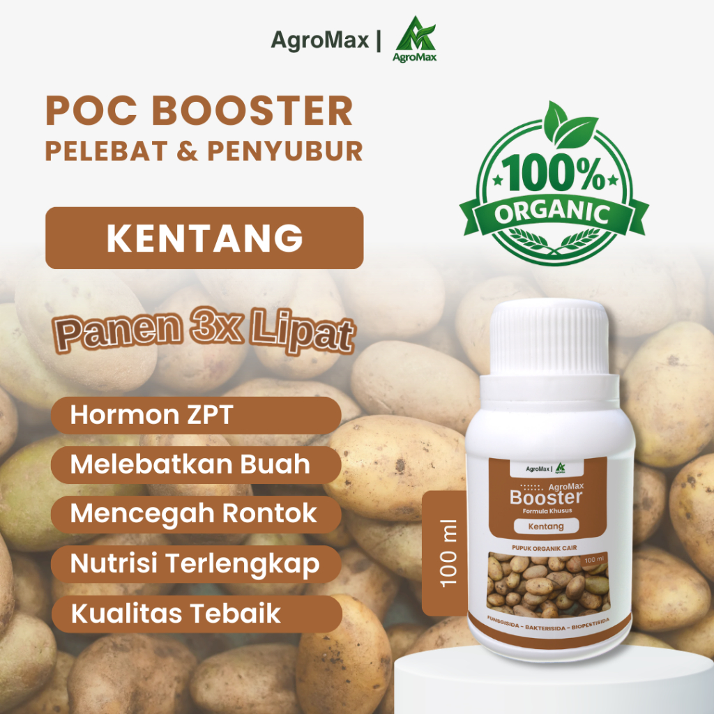 Pupuk Organik Cair Booster Kentang 100ml - POC dan ZPT Perangsang Umbi dan Penguat Akar, Membantu Um