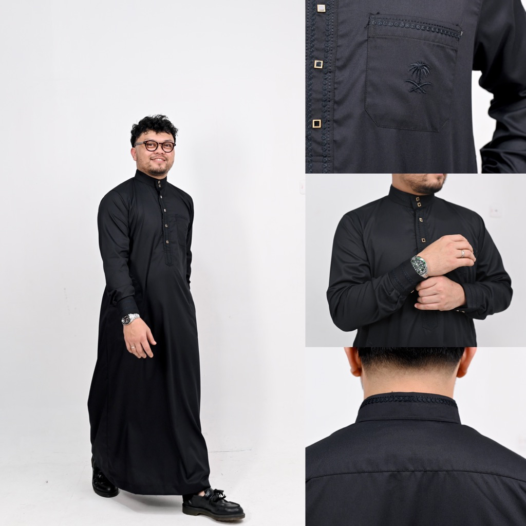 Thobe Series AL-CORINA Jubah Gamis Pria Lengan Panjang Bahan Katun Kualitas Premium Muslim Dewasa Mo