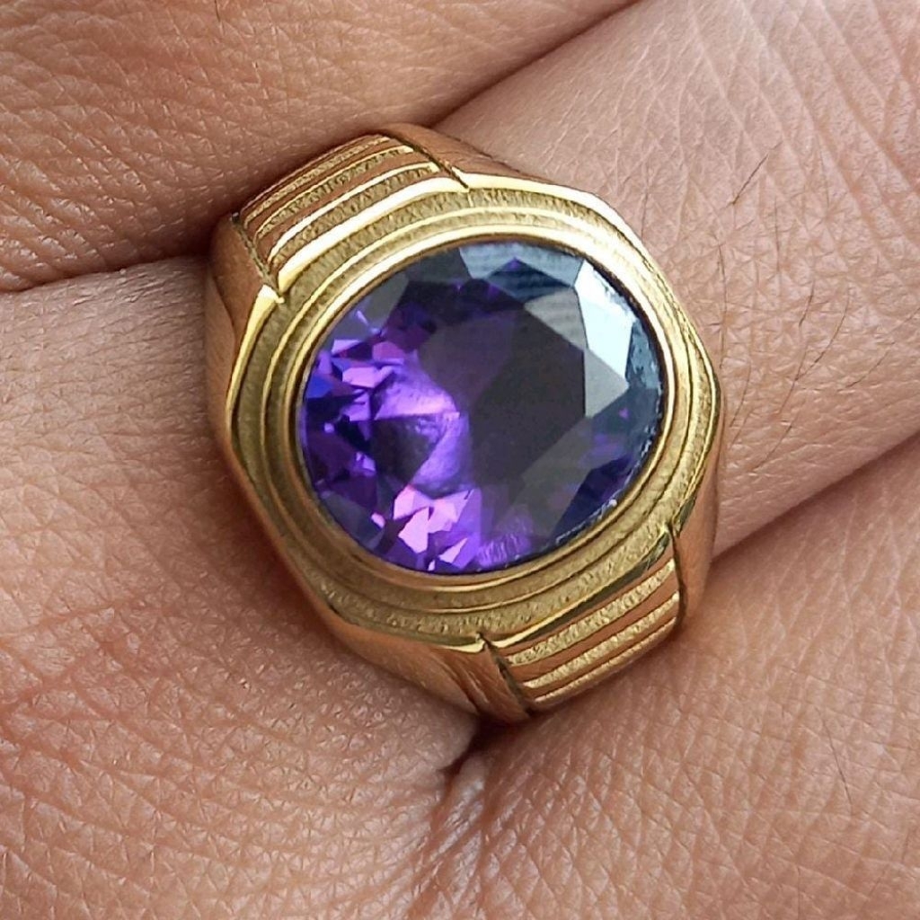 Cincin Batu Kecubung Amatys Cutting Ring Titanium Super mewah