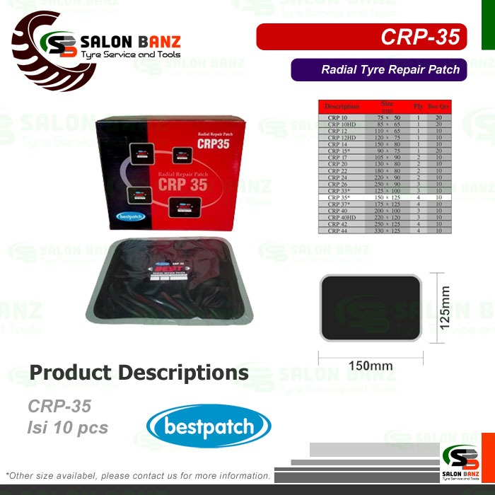 Bestpatch CRP 35 - Karet Tambal Ban Tubeless Radial Bestpatch CRP35