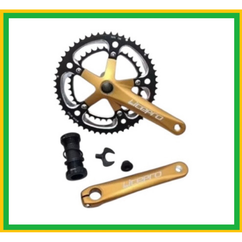 LITEPRO Crankset double 53T-39T gold edition HT2 Hallowtech 11 alloy