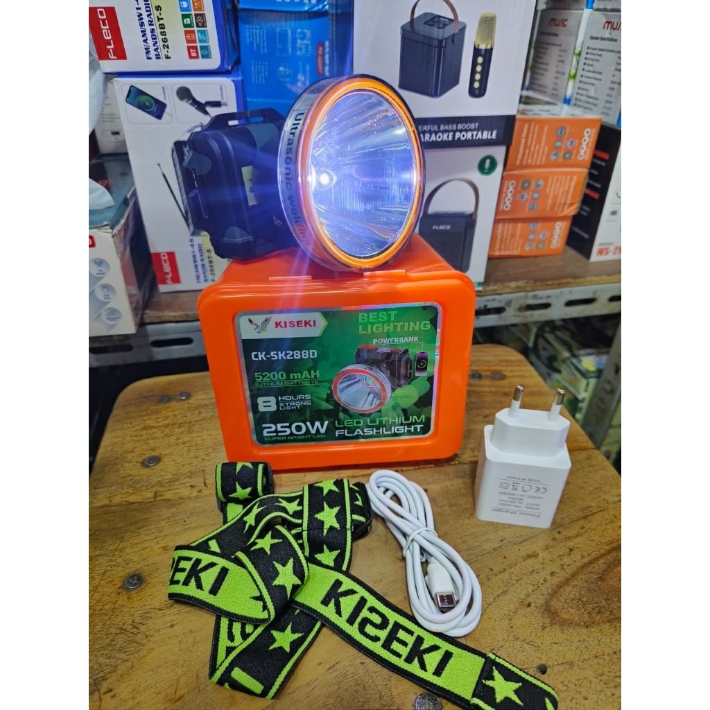 KISEKI CK-SK288D Kepala LED  250W SUPER BRIGHT Baterai 5200mAh Bisa Powerbank Display Digital / Head
