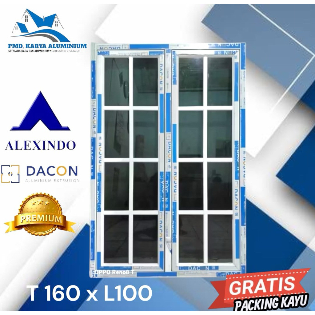 Best seller Kusen Jendela Alumunium + ornamen Ukuran T160 x L100 Komplit Free Packing kayu