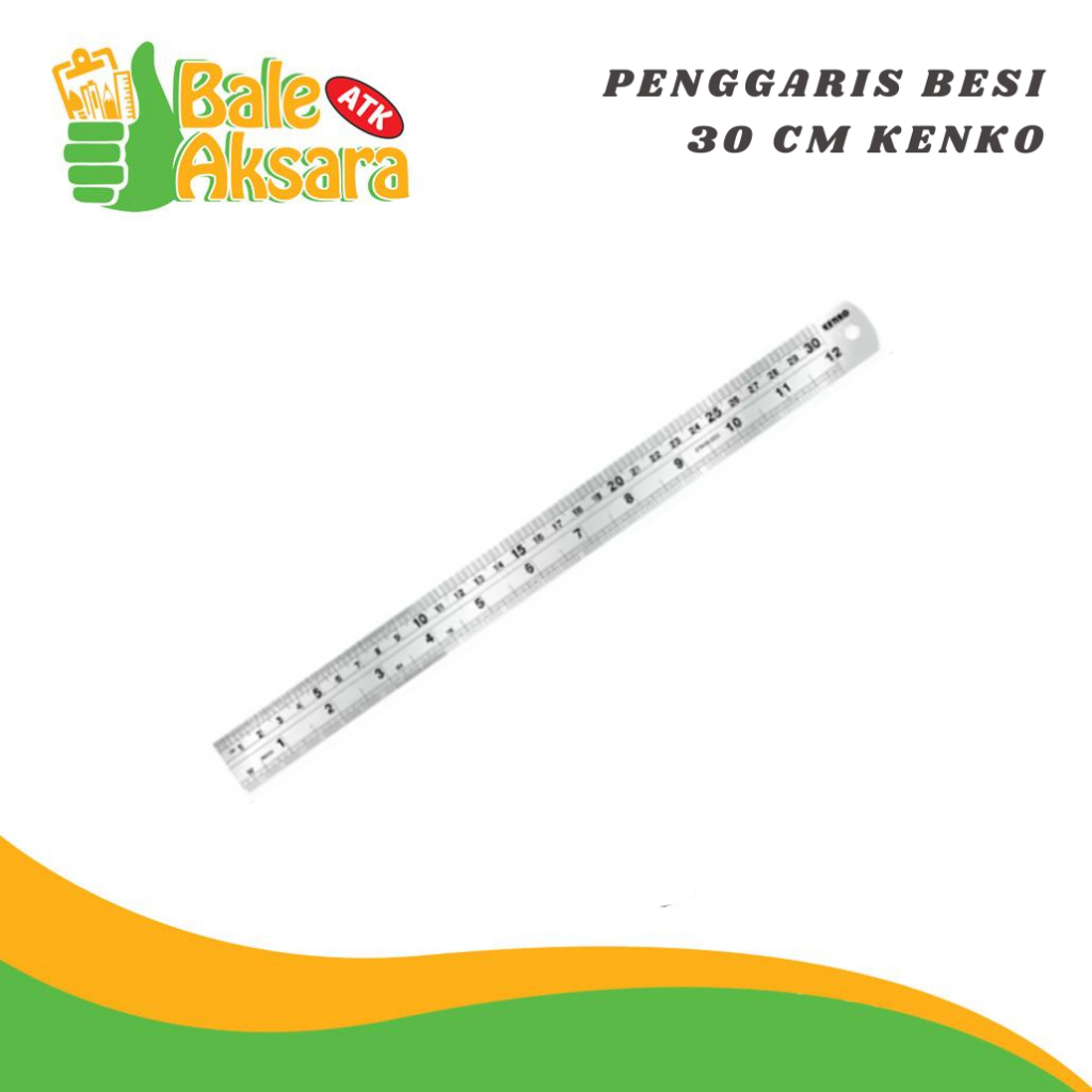 Penggaris Besi Kenko 30 cm | Ruler Stainless Steel | Skala cm & inch