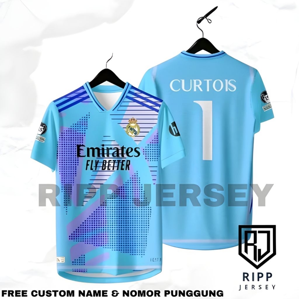 Jersey Kiper Real Madrid Terbaru Full Printing Free Custom Name