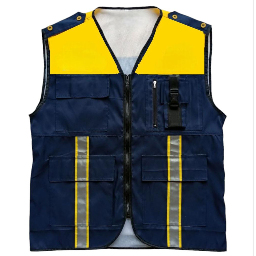ROMPI SAFETY WARNA KUNING HITAM /SAFETY VEST/ROMPI TASLAN MILKY