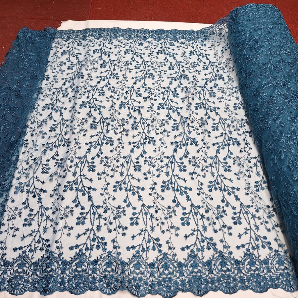 Kain bahan tile bordir akar korea / Kain tile bordir akar premium motif terbaru