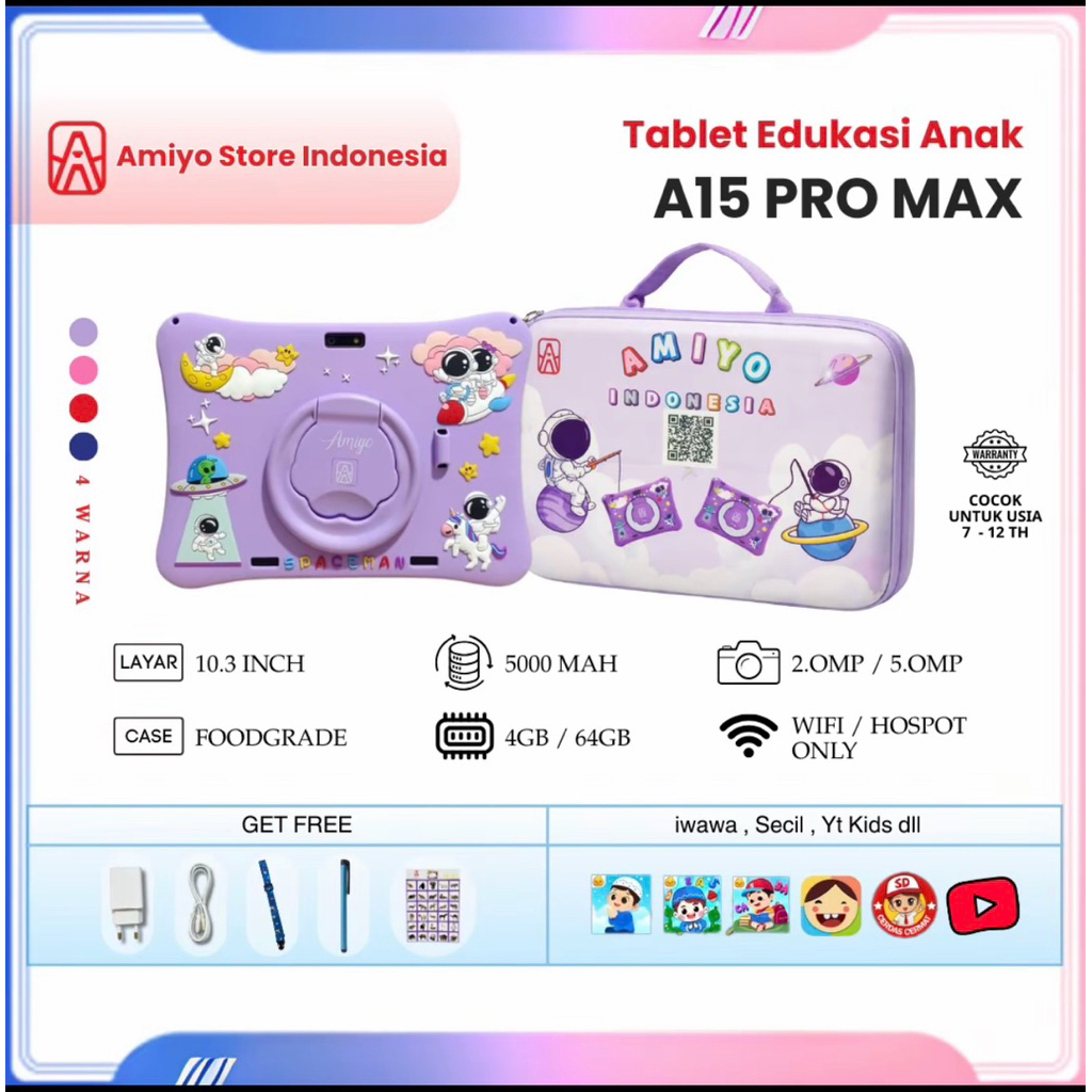 Amiyo A15 promax/tab edukasi anak/tab anak/tablet edukasi/ready