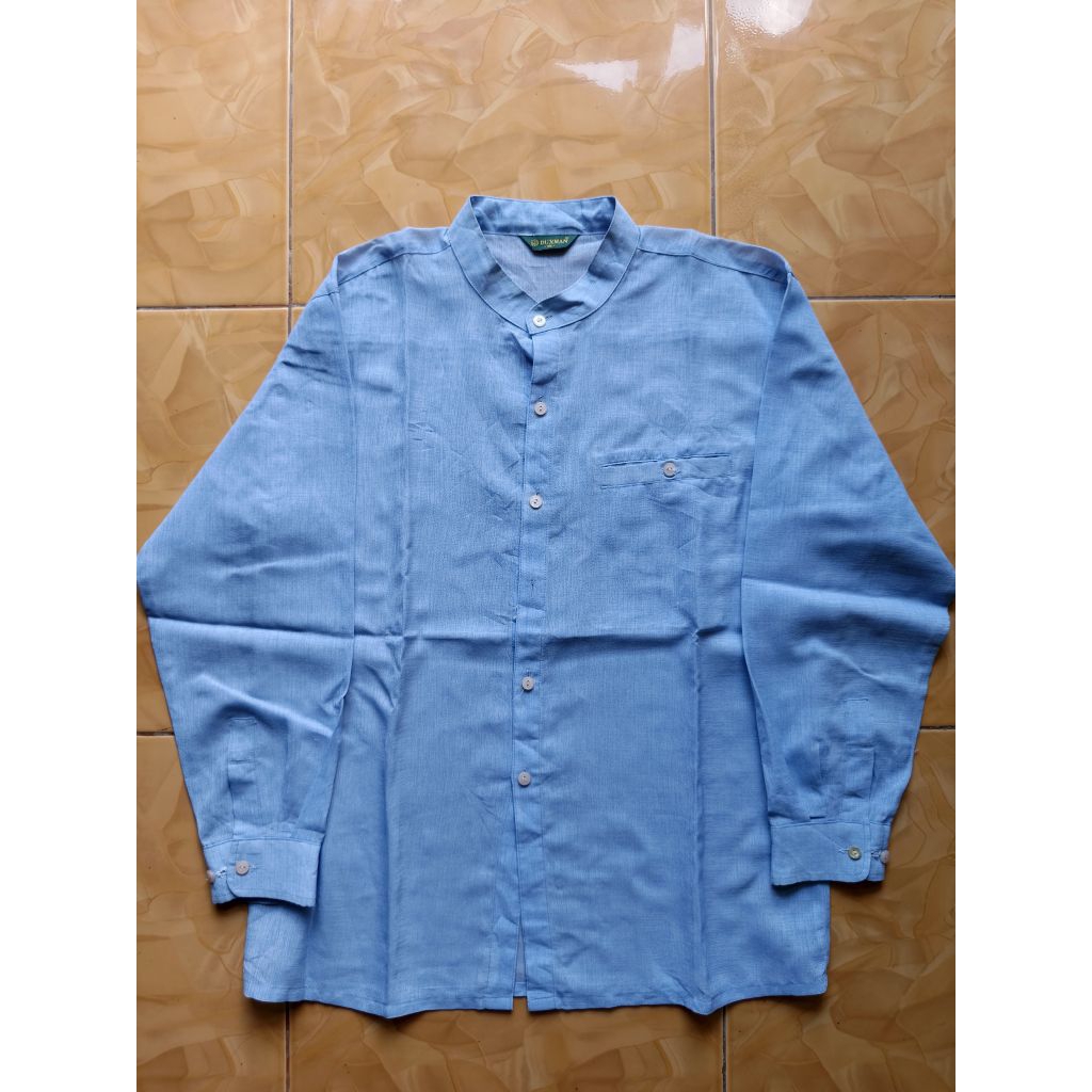 Kemeja Shanghai Lengan Panjang Merek Duxman Warna Biru Muda Bahan Poliester Size L