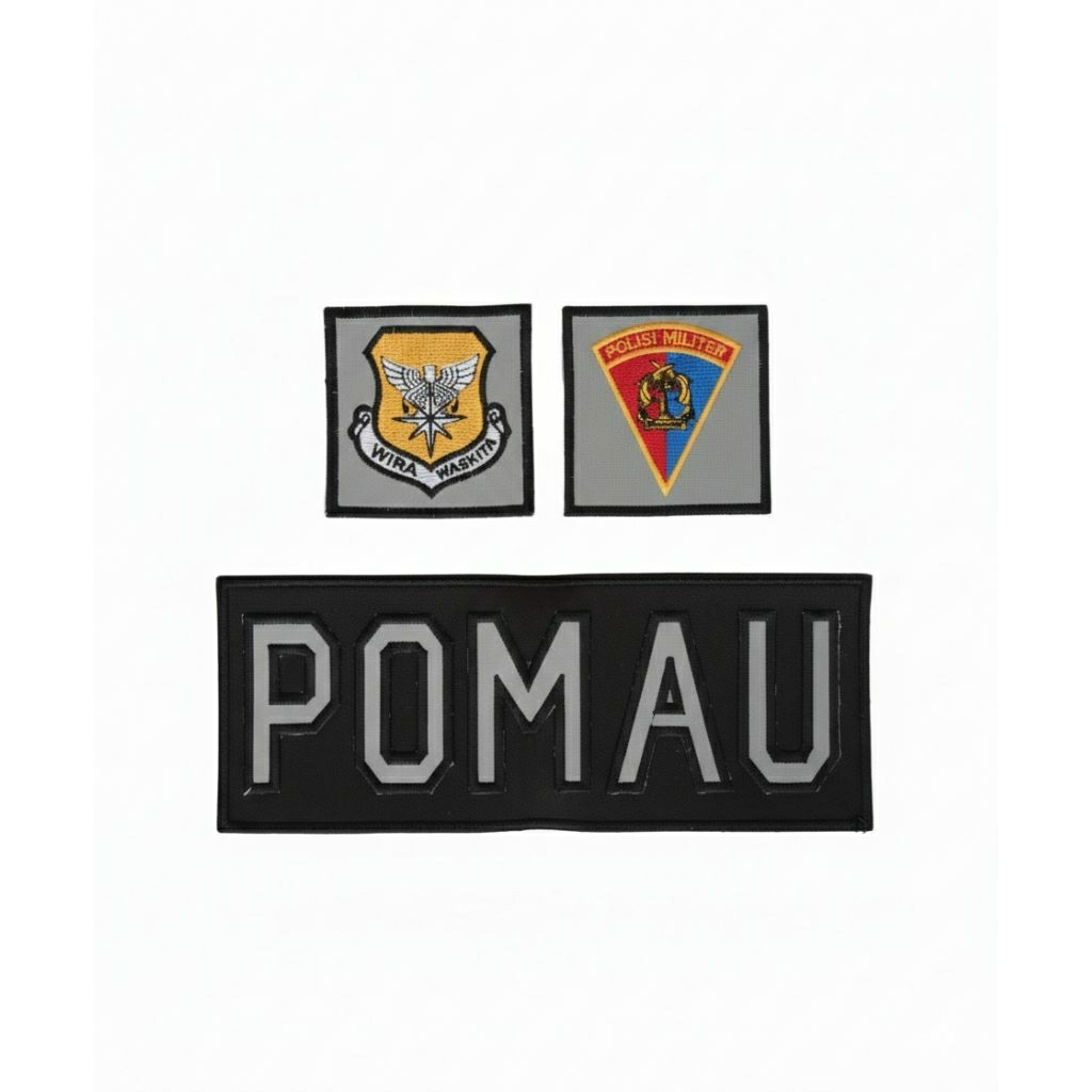 Logo POM AU / Logo POM AD Bordir Satu Set Perekat