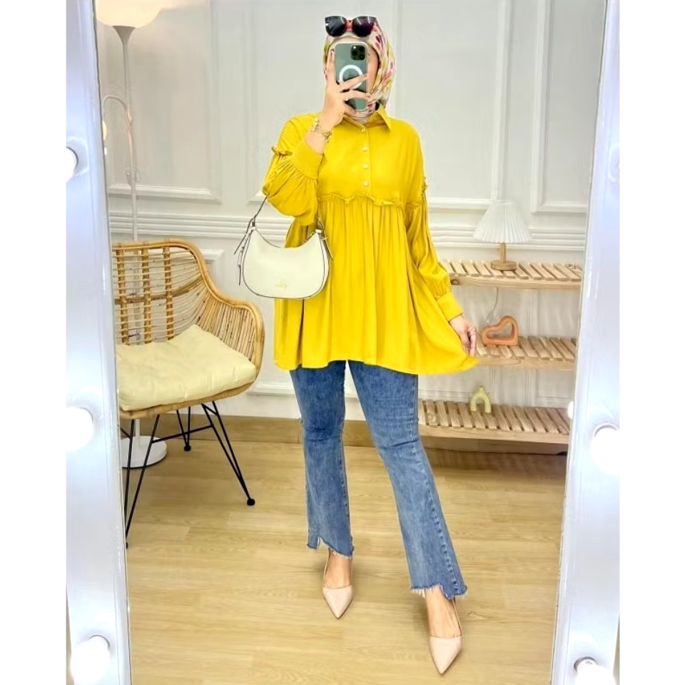 Mutia Blouse Rayon Twill Premium Kemeja Polos Premium LD 120