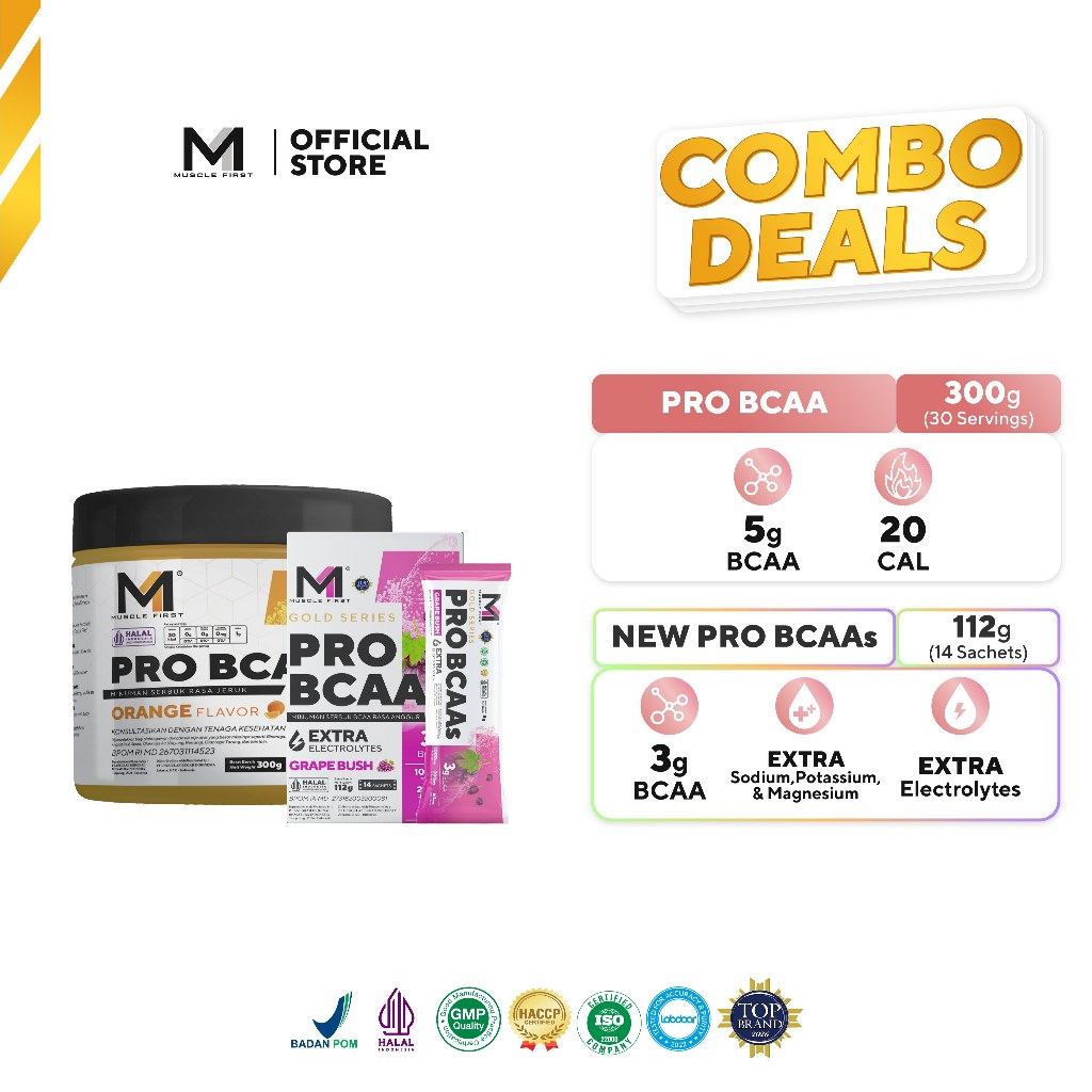 [BUNDLE] MUSCLE FIRST Pro BCAA 300gr + Pro BCAA 14 Sachets - Suplemen Recovery & Hydration