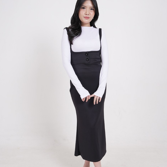 99kOUTLET One Set Atasan Wanita Turtle Neck Lengan Panjang + Strap Midi Dress 1570 (S/M/L/XL)