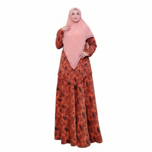 Bugio Clothing Abstracta Viona Flora Dress gamis Jumbo motif abstrak bahan corduroy klasik griya mey
