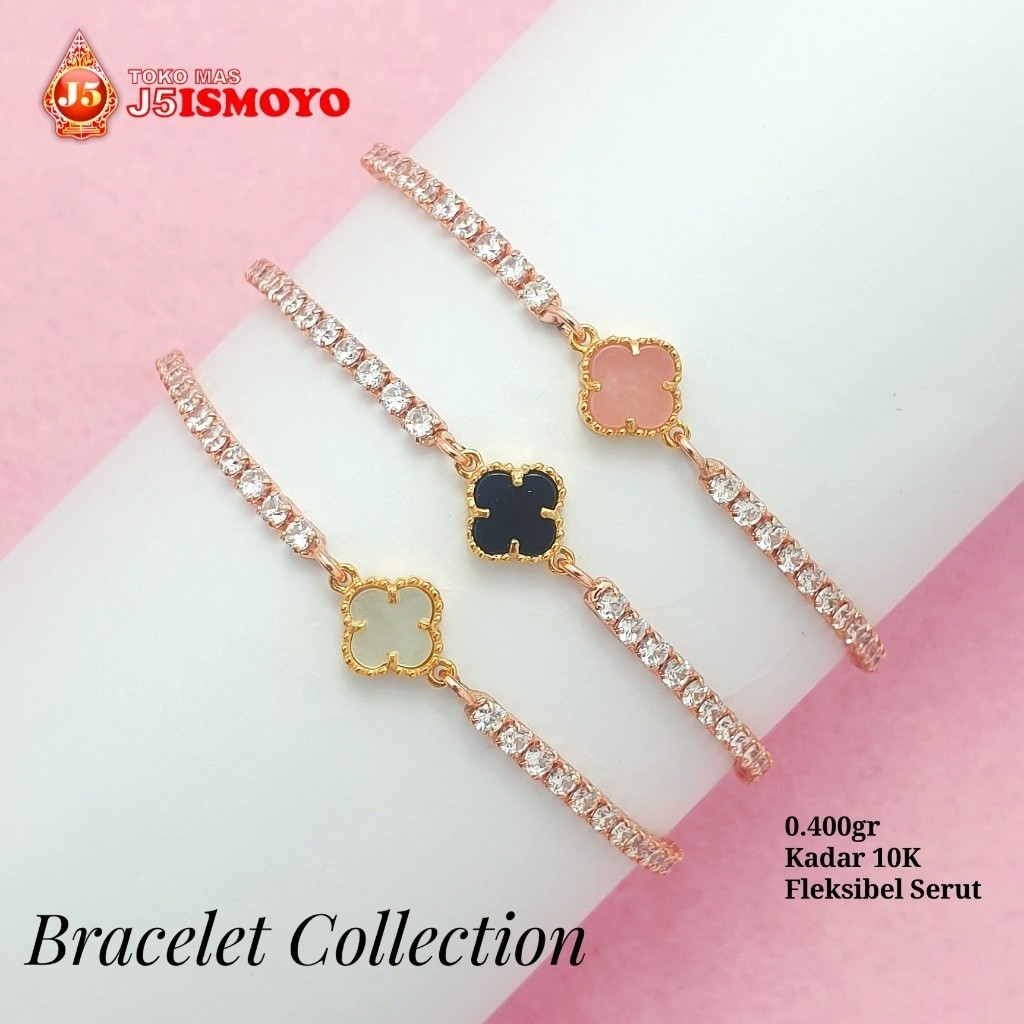 Gelang Tali Serut Kombinasi Emas Mas Clover J5 Ismoyo