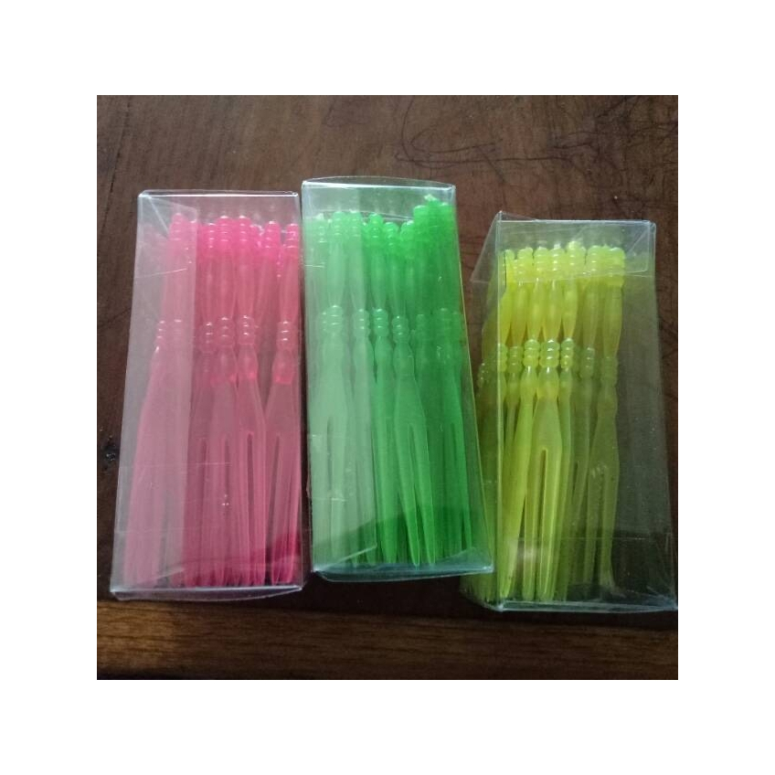 [50 pcs] garpu tart mika / garpu tart plastik kue / garpu cake ulang tahun / garpu mini kue tart (is