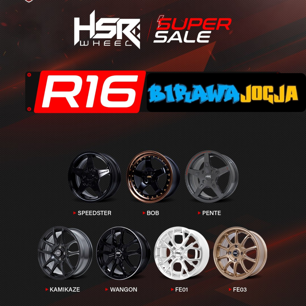PROMO VELG MOBIL RACING HSR RING 16 PCD 5X100 5X114 PELEK HSR MURAH R16 BAUT 5