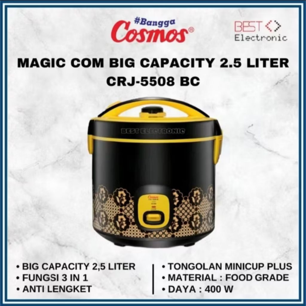 COSMOS RICE COOKER / MAGIC COM CRJ 5508BC / CRJ-5508 BC / CRJ 5508 BC / CRJ5508 BC 2,5 LITER MOTIF B