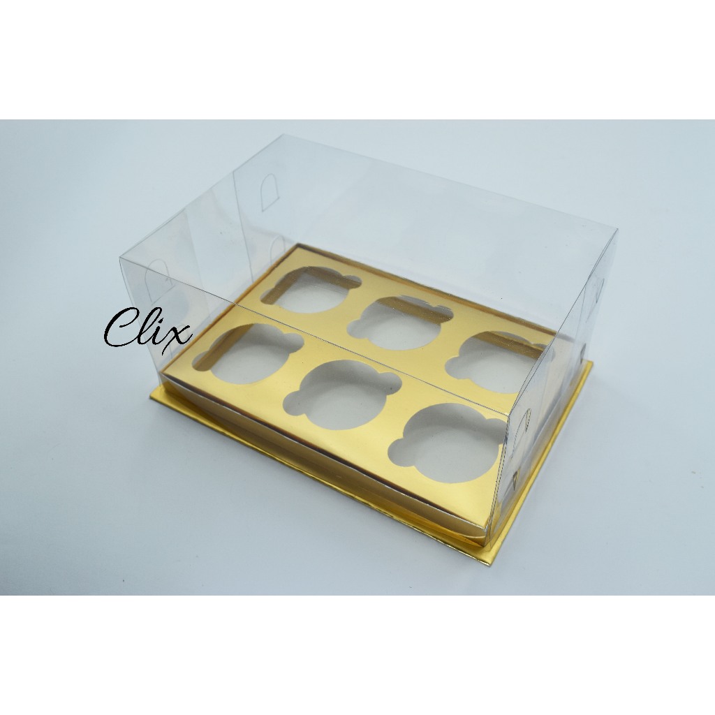 Box cupcake isi 6 gold