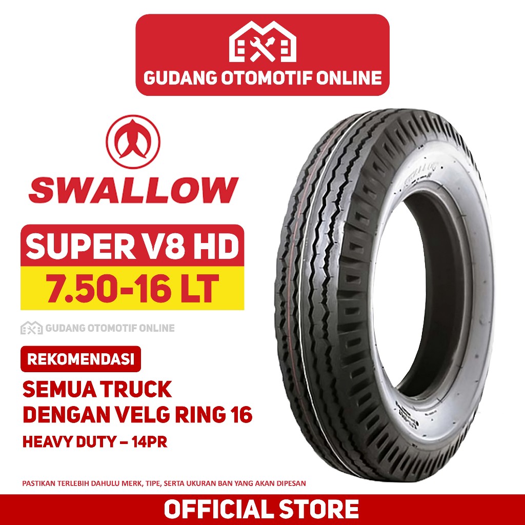 Ban Truk Swallow Super V8 HD 750 R16 16 Truck Colt Diesel Canter Ragasa 7.50 R16