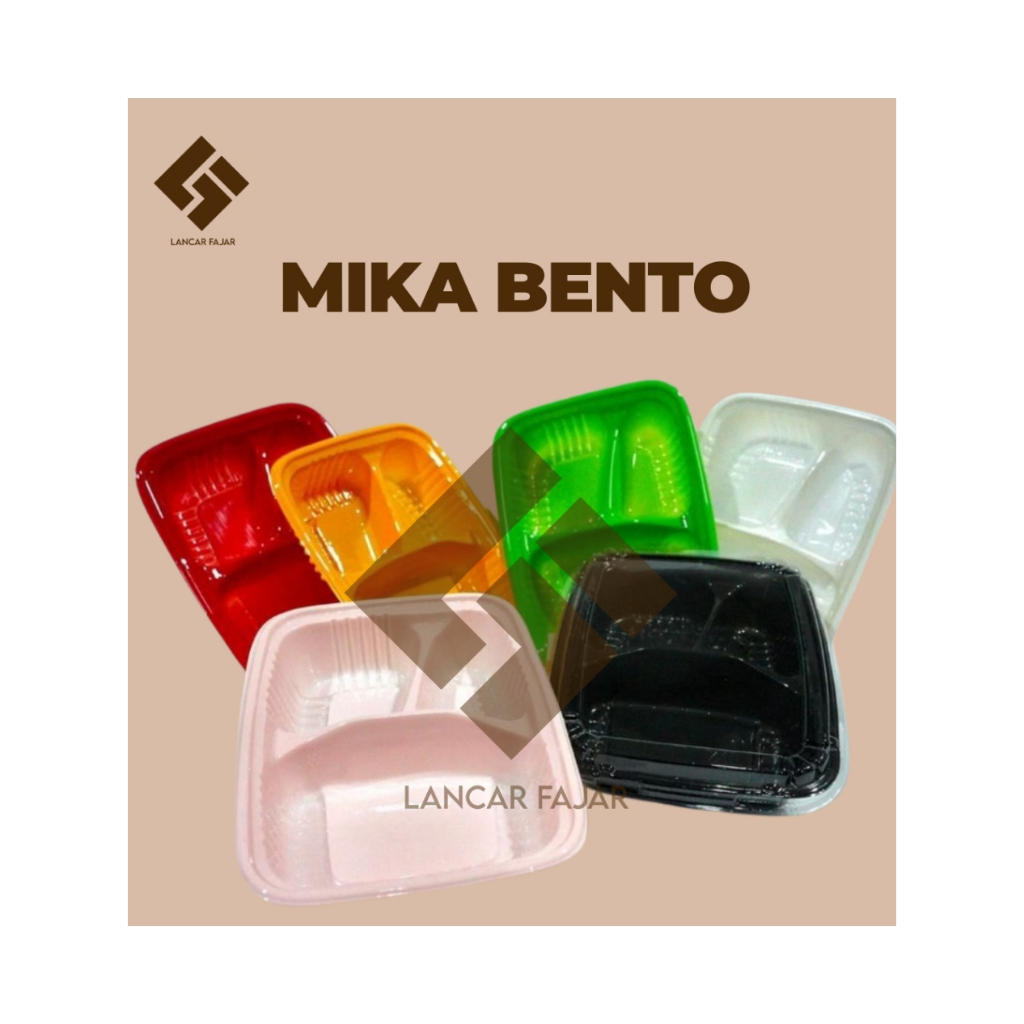 [50 biji] mika bento mini / mika bento mini hitam dan warna, size 14.7 x 18. 7 x 3.7 cm termasuk tut