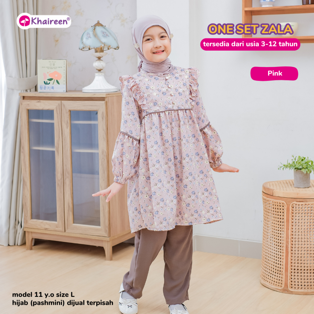 KHAIREEN One Set Zala (3-12 Tahun) Setelan Anak Perempuan One Set Anak Perempuan