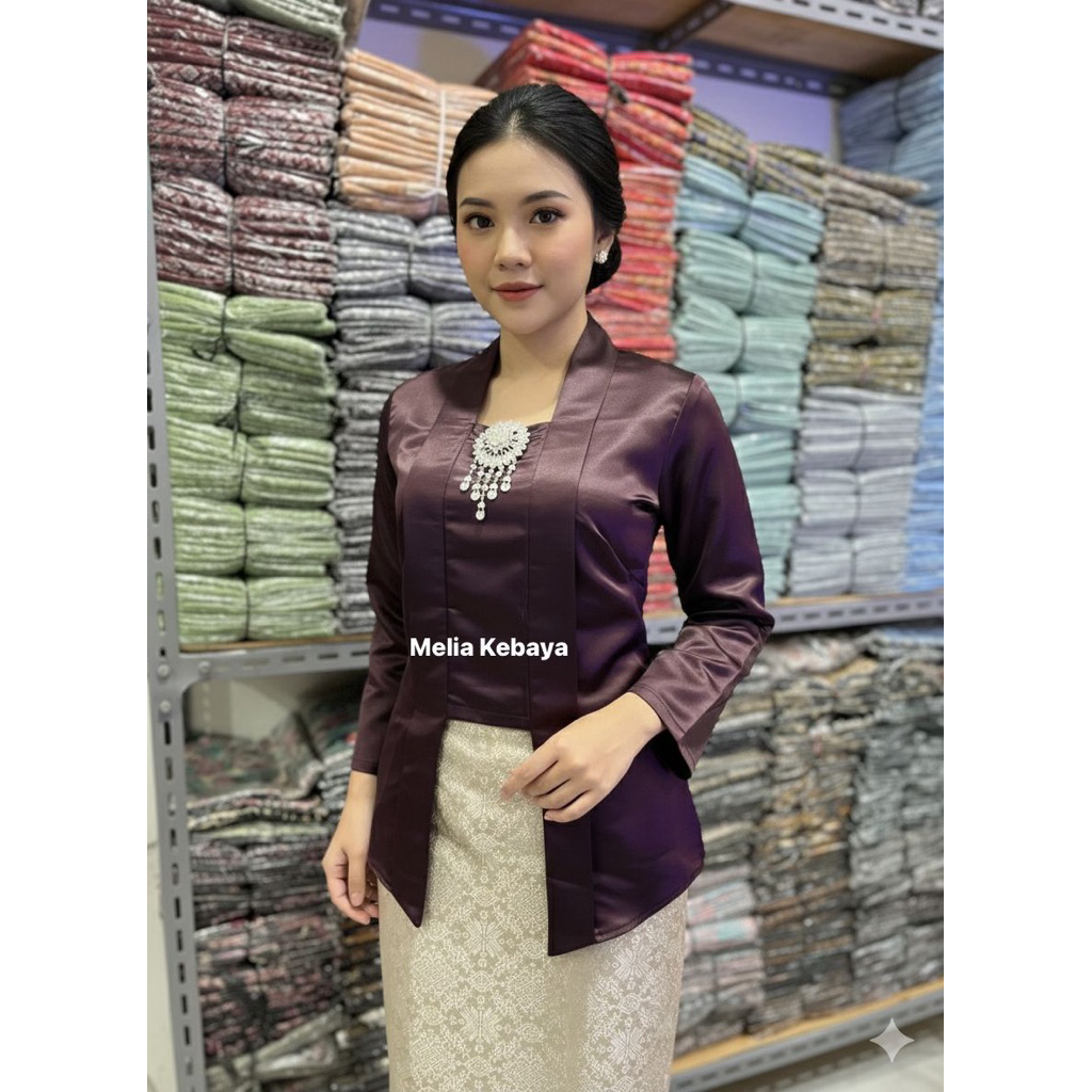 Melia Kebaya - Setelan Kebaya Naira Kutubaru Tafeta Terbaru Atasan Kebaya Kutubaru Lengan Panjang Ba