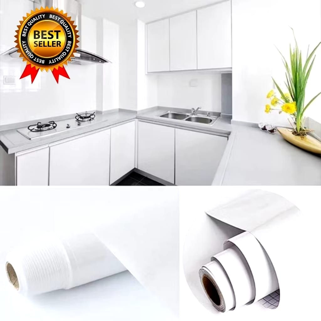 HPL Stiker PVC Sheet Putih Polos Pelapis Furniture Meja Lemari Dinding Anti Air Minyak dan Panas