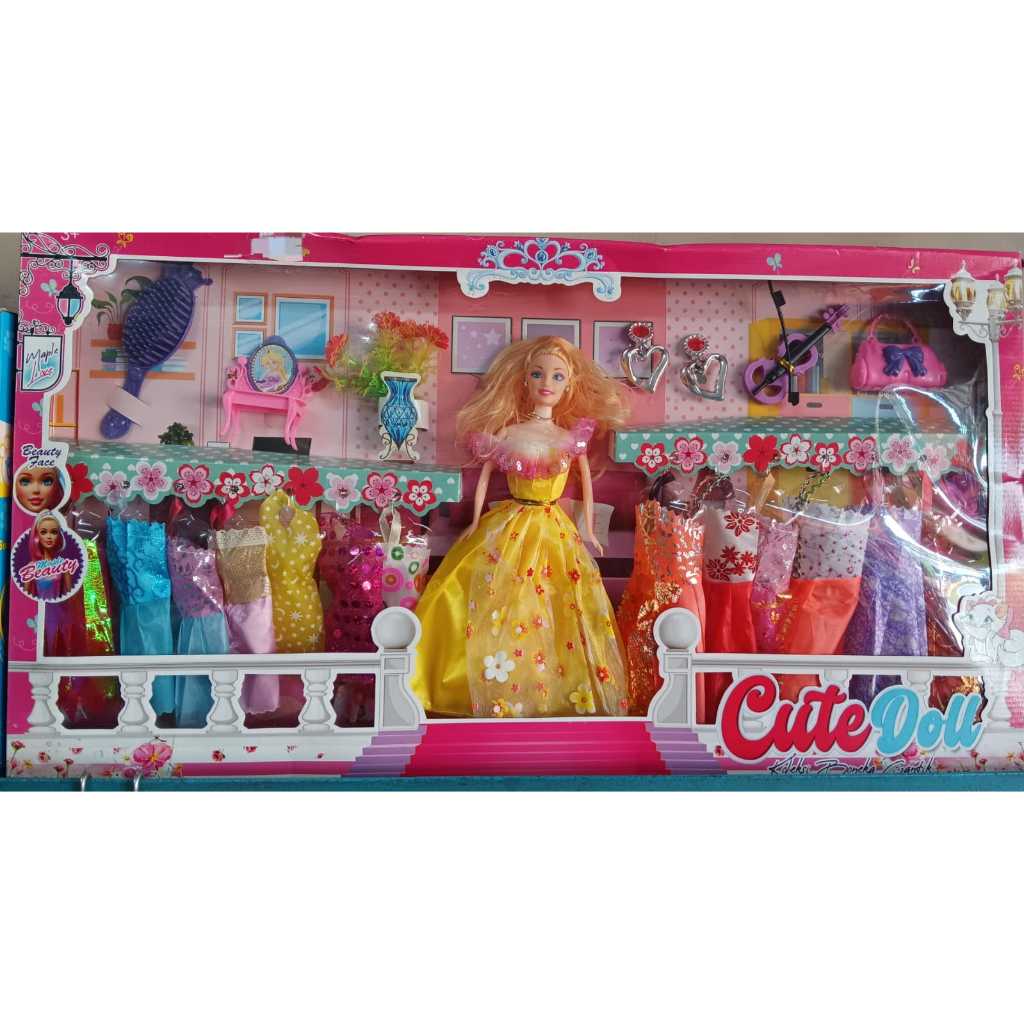 BARBIE PRINCESS/BONEKA PRINCESS CUTE DOLL SET+GAUN & AKSESORIS MAINAN ANAK PEREMPUAN