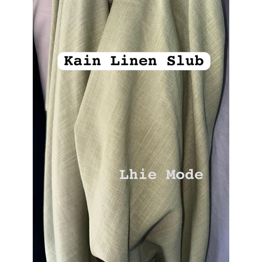 Kain Linen slub hijau sage