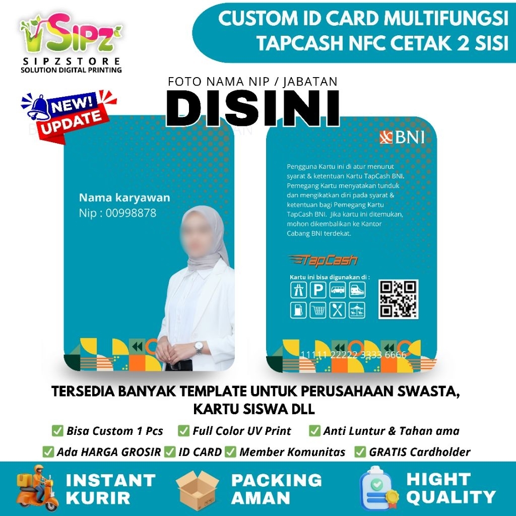 Custom ID Card  Tapcash BNI NFC / Primt UV / tidak luntur / High Quality