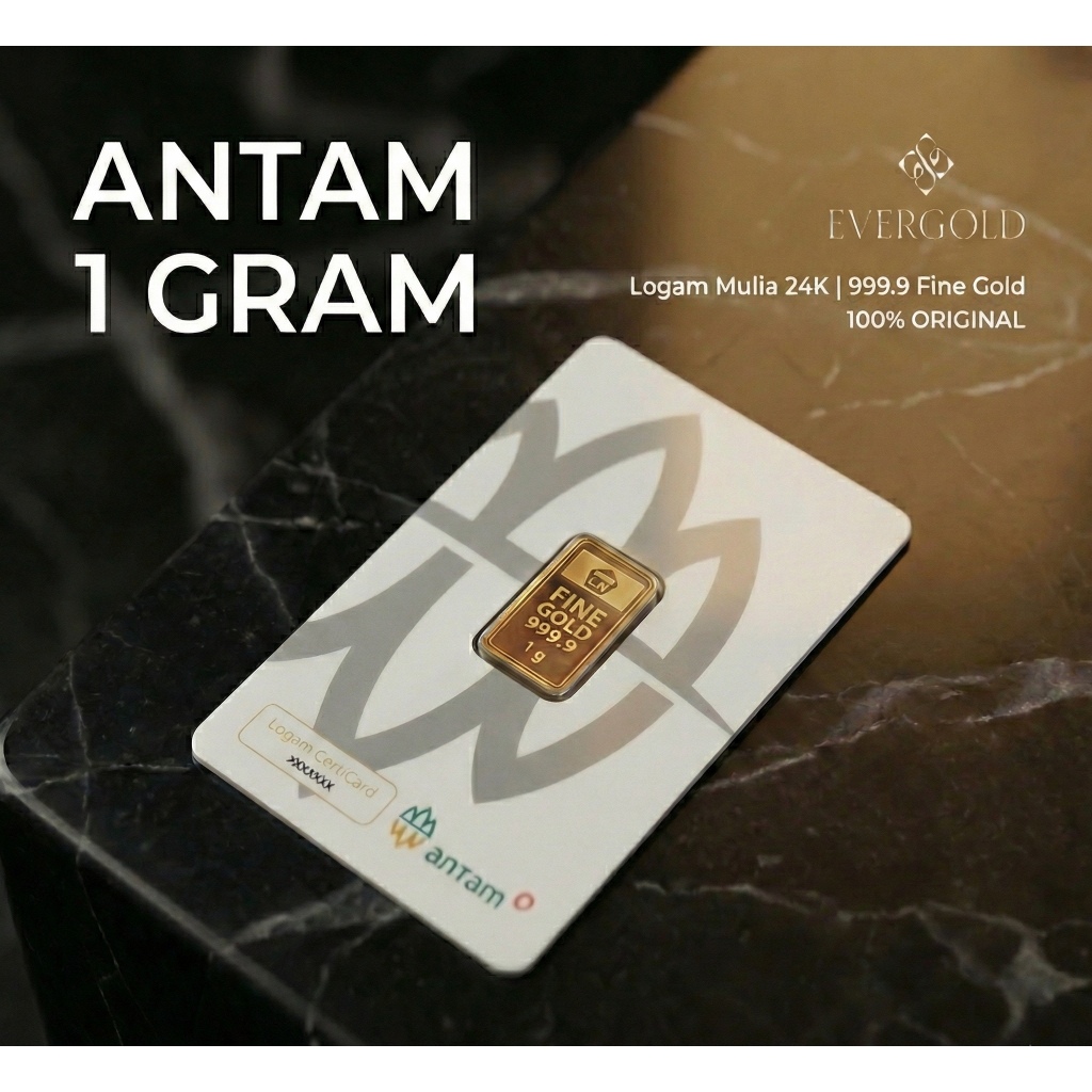 Logam Mulia Antam 1 Gram Asli 24K 999.9 Fine Gold - CertiCard | EVERGOLD
