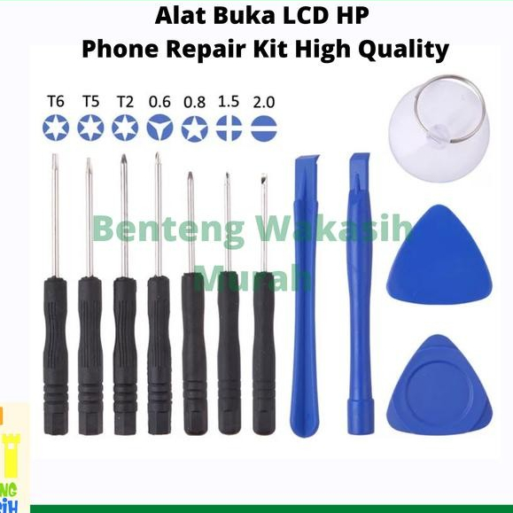 12 Pcs Alat Buka Lcd Hp Bongkar Layar Servis Iphone Android Obeng Set