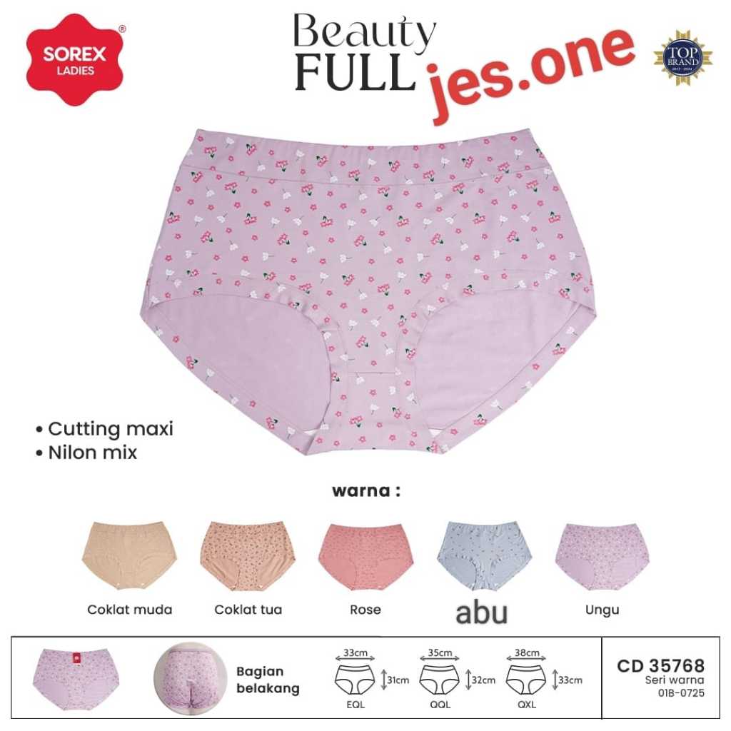 6 CD SOREX 35768 CD Celana Dalam Wanita Motif Bunga Bercutting Maxi Size EQL - QXL