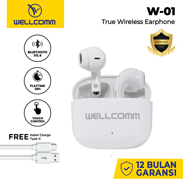 Earphone Bluetooth Wellcomm True Wireless Stereo Tws W-01