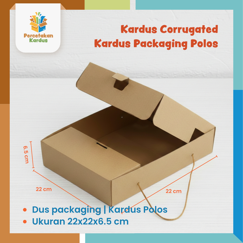 Box Catering 22x22x6.5 CM Sekat | Dus Nasi Sekat Kuncian Samping | Kardus Corrugated Sekat Tanpa / D