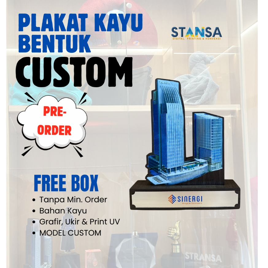 Plakat Kayu Ukiran Custom Bentuk Bebas