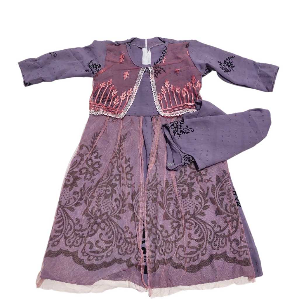 TERUSAN GAMIS ANAK PEREMPUAN BONUS HIJAB USIA 0-2 TAHUN DRESS GAMIS TUTU BALITA BISA COD