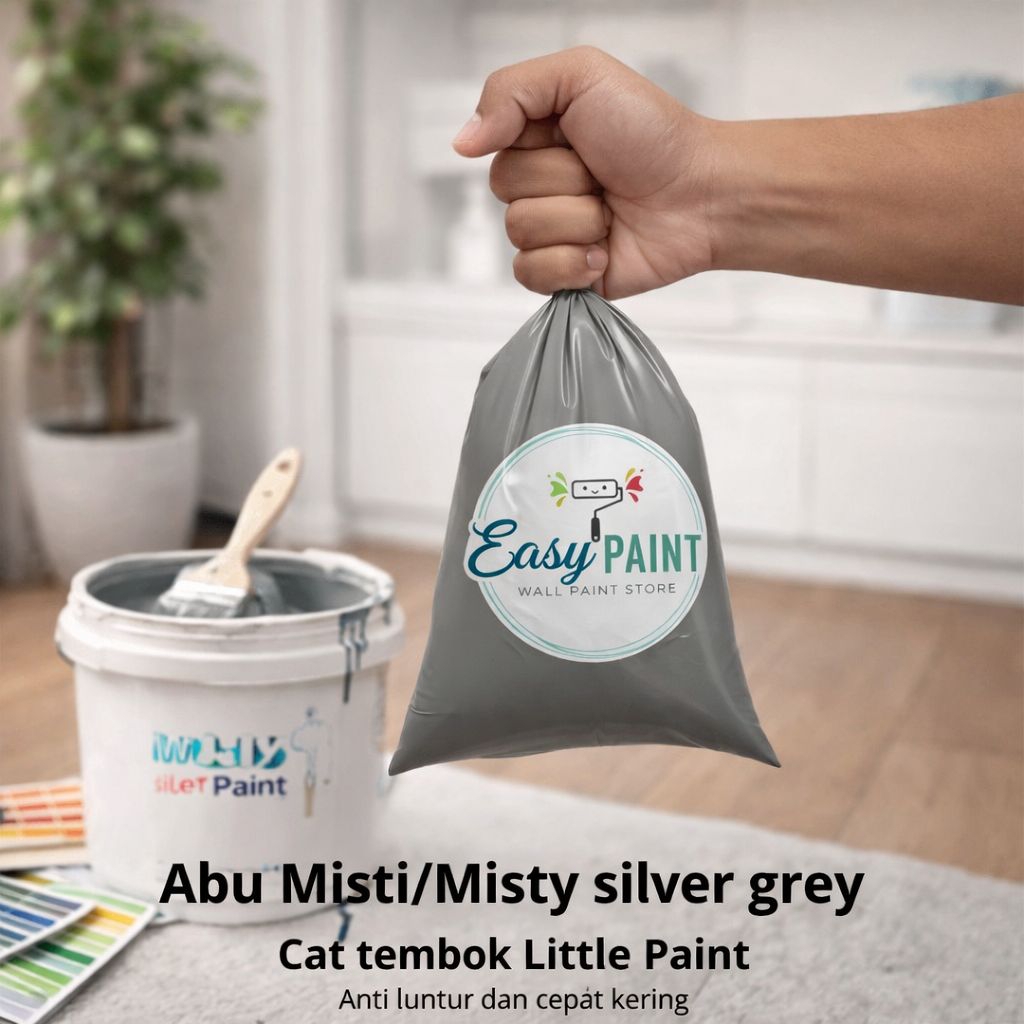 Cat tembok kiloan warna abu misti / misti silver grey cat tembok 1kg warna abu cat tembok abu kualit