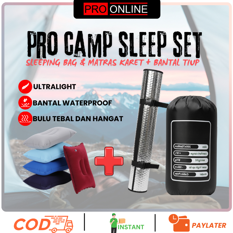 Sleeping bag cabin polar dan Matras Camping nyaman + BANTAL TIUP