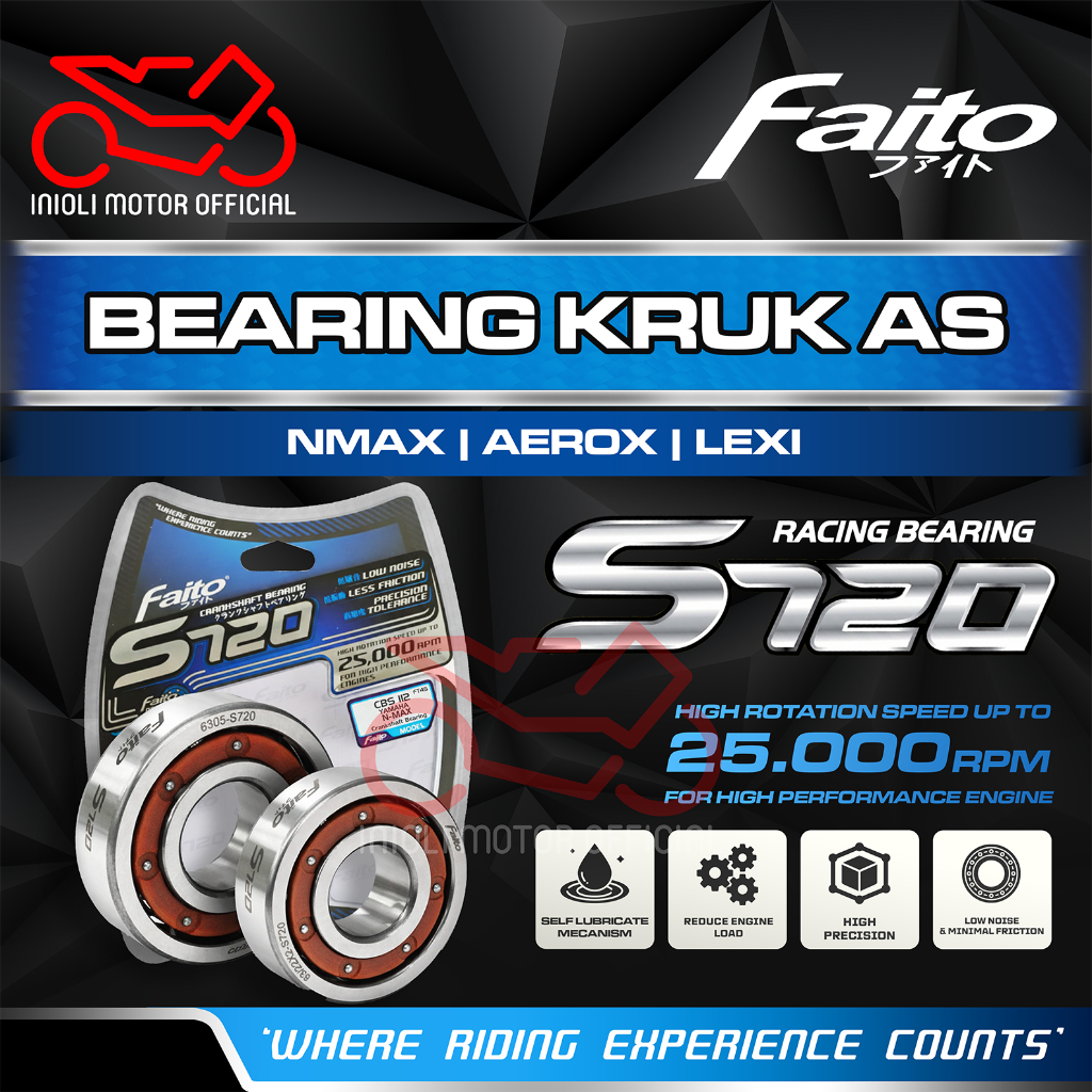 FAITO CRANKSHAFT BEARING LAHER KLAHER KRUK AS FAITO S720 AEROX 155 NMAX 155 LEXI 125 2DP B65 B8R AER