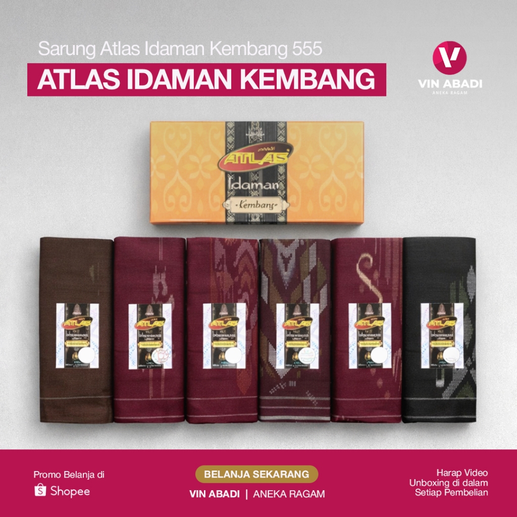 Sarung Atlas Idaman Kembang 555 / Atlas Idaman Harmoni / Atlas Infinity Songket Motif BHS New