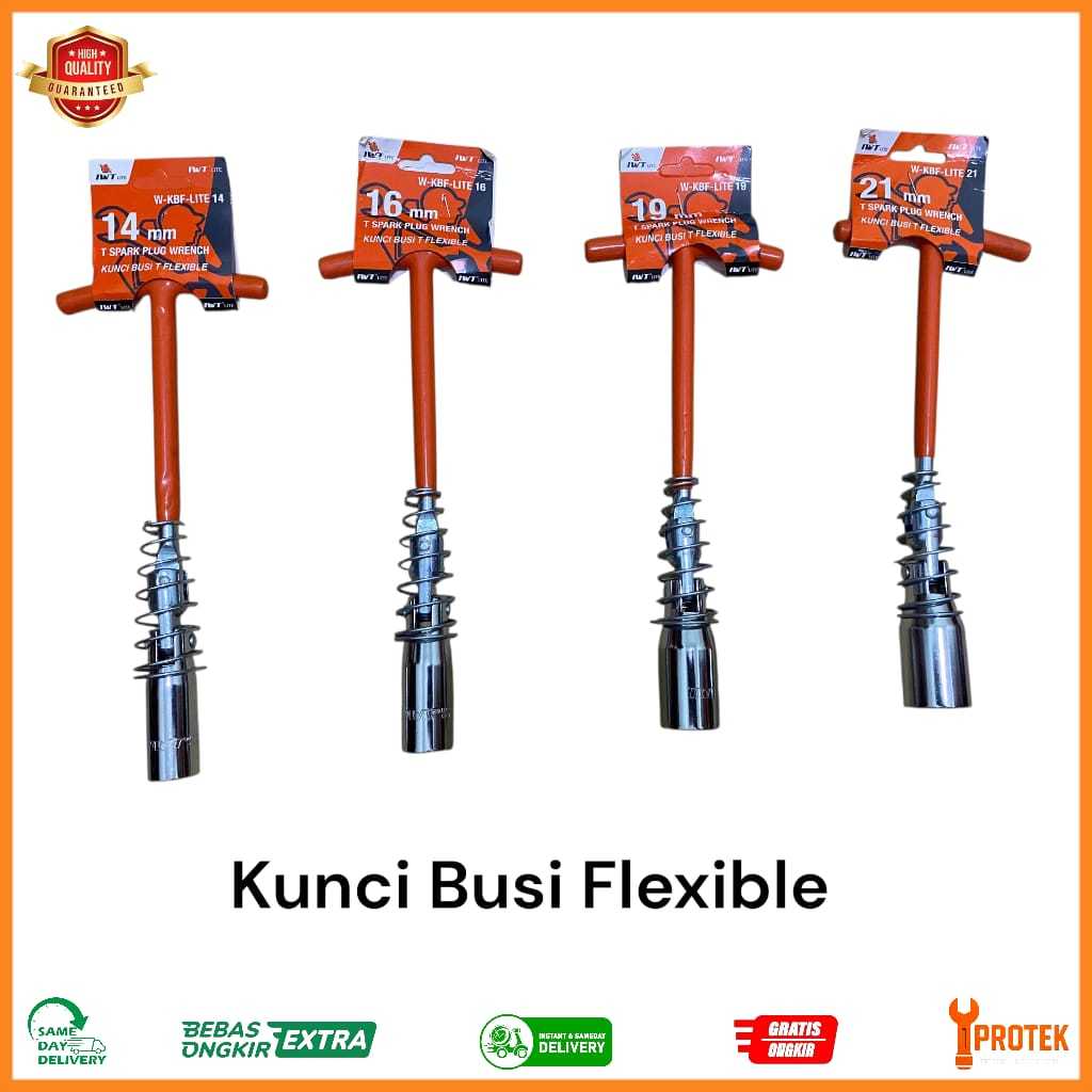 IWT Kunci Busi Kunci Shock Busi Flexsible 16mm/21mm Spark Plug Socket Wrench Kunci T Sok Busi