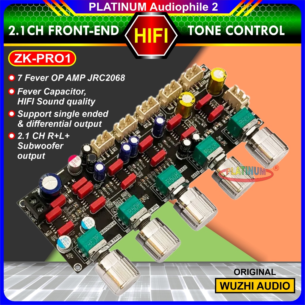 Tone Control 2.1 CH Stereo + Subwoofer Hifi Pre Amplifier JRC2068 Front Tone ZK-PRO1