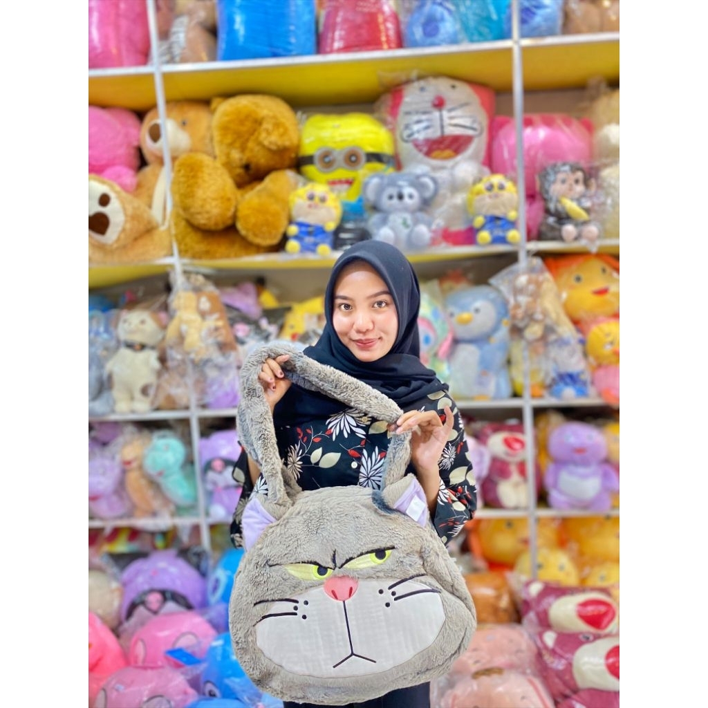 TAS BONEKA SANDANG  KARAKTER BONEKA KUCING,  BEAR WINNIE THE POOH SANRIO CINNAMORAL, KUCING BAHAN SO
