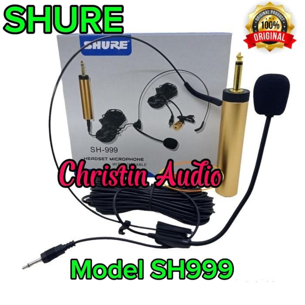 Mic Imam Clipon Bando Shu Re SH999 / SH 999 Panjang Kabel 10 MTR Kualitas Suara Terbaik Bisa Connect